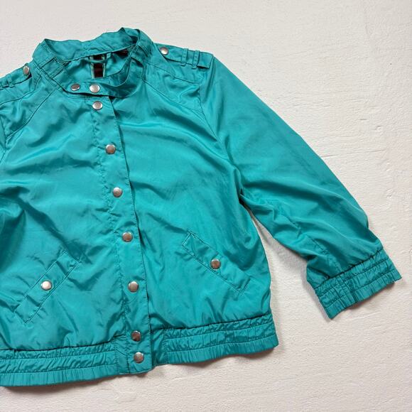 Divided By H&M Teal Bomber Moto Jacket, Size 6 - Picture 3 of 10